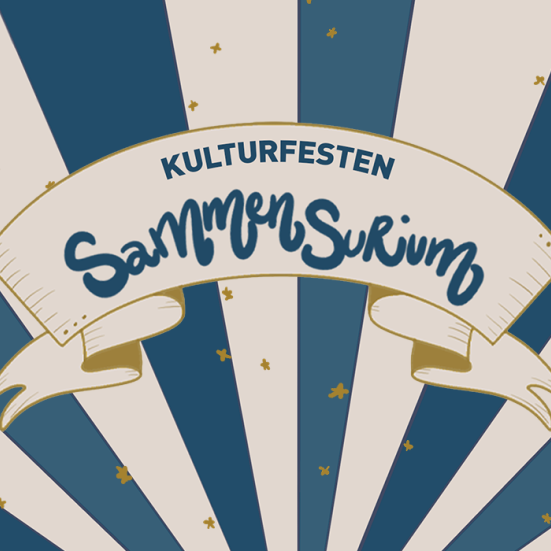 Kulturfesten SammenSurium Logo med blå baggrund