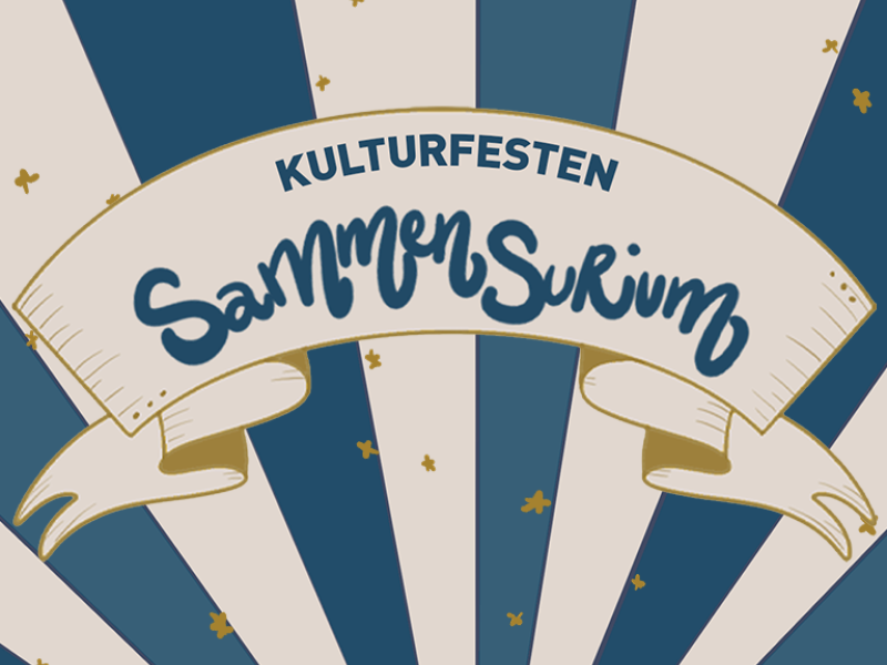 Kulturfesten SammenSurium Logo med blå baggrund